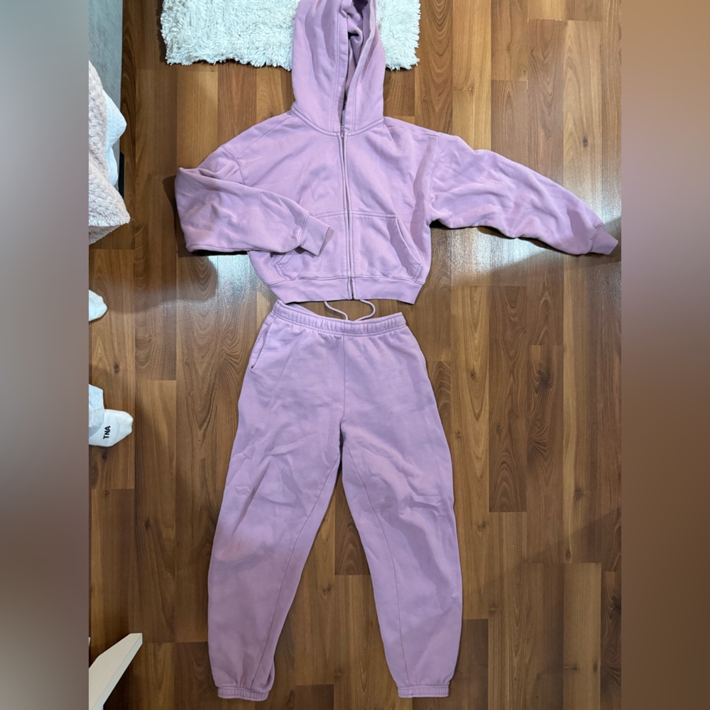 TNA Cozy AF Pink Hoodie and Sweatpants Set